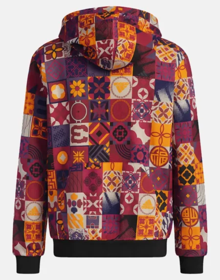 Adidas CNY Printed Hooded Burgundy Jacket Back