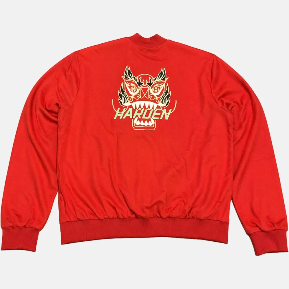 Adidas James Harden Chinese Orange Bomber Jacket Back