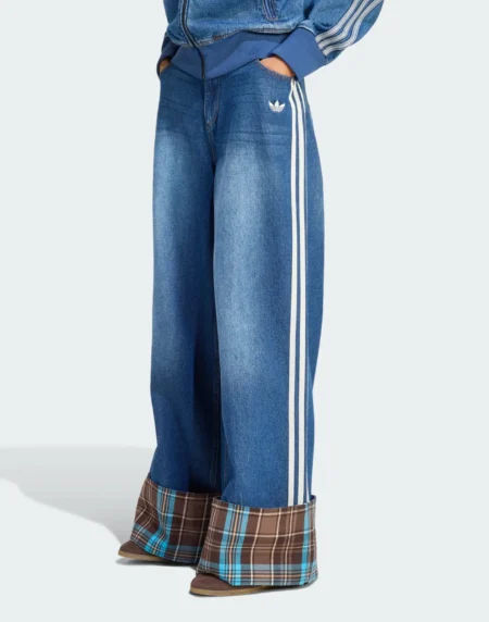 CHECKED SEAM VINTAGE WIDE LEG JEANS
