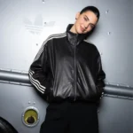 Kendal Jenner Adidas Black Leather Bomber Jacket