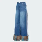 VINTAGE WIDE LEG JEANS WITH CHECKED SEAM
