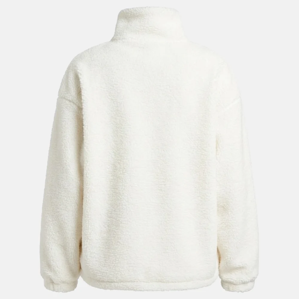 adidas Originals White Teddy Full Zip Jacket Back