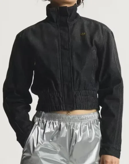 Adidas Black Denim Crop Jacket