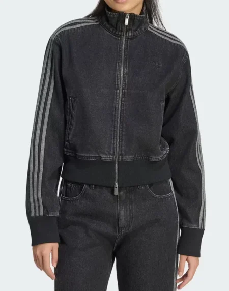 Adidas Firebird Black Denim Crop Top