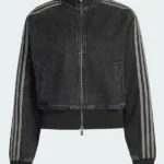 Adidas Firebird Black Denim Crop Track Top