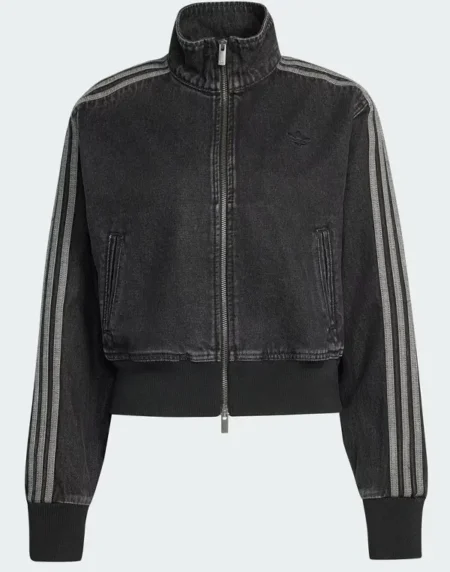 Adidas Firebird Black Denim Crop Track Top