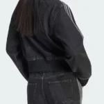 Adidas Firebird Black Denim Zipper Crop Top