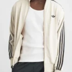Adidas Firebird Black Stripe Cream Front Jacket