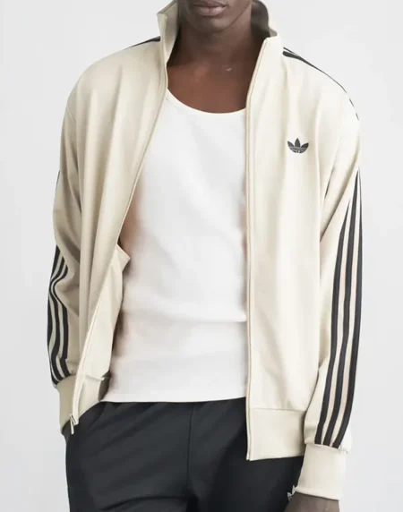 Adidas Firebird Black Stripe Cream Front Jacket