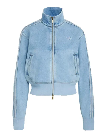 Adidas Firebird Lightwash Blue Denim Track Jacket