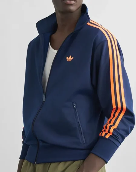 Adidas Firebird Orange Stripe Indigo Front Jacket