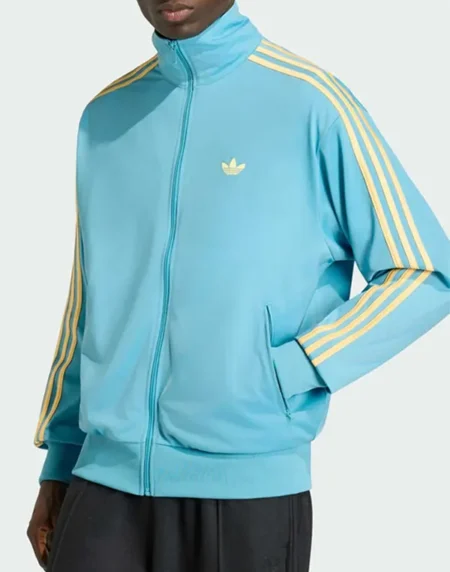Adidas Firebird Orange Stripe Sky Blue Front Jacket