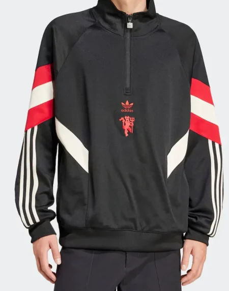 Manchester United Half Zip Black Sweatshirt