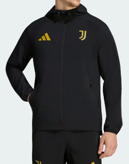 Juventus Turin Travel Windbreaker Black Jacket