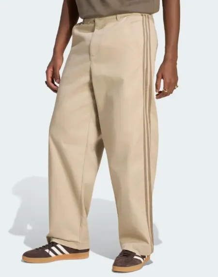 Adidas 3 Stripes Pleated Beige Pants